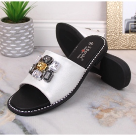 Dámské ploché pohodlné bílé pantofle se zirkony S.Barski Kv 2775-31 bílý 1