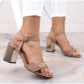 Béžové dámské sandály se zrcadlovým podpatkem Filippo Ds 4502 béžový 2