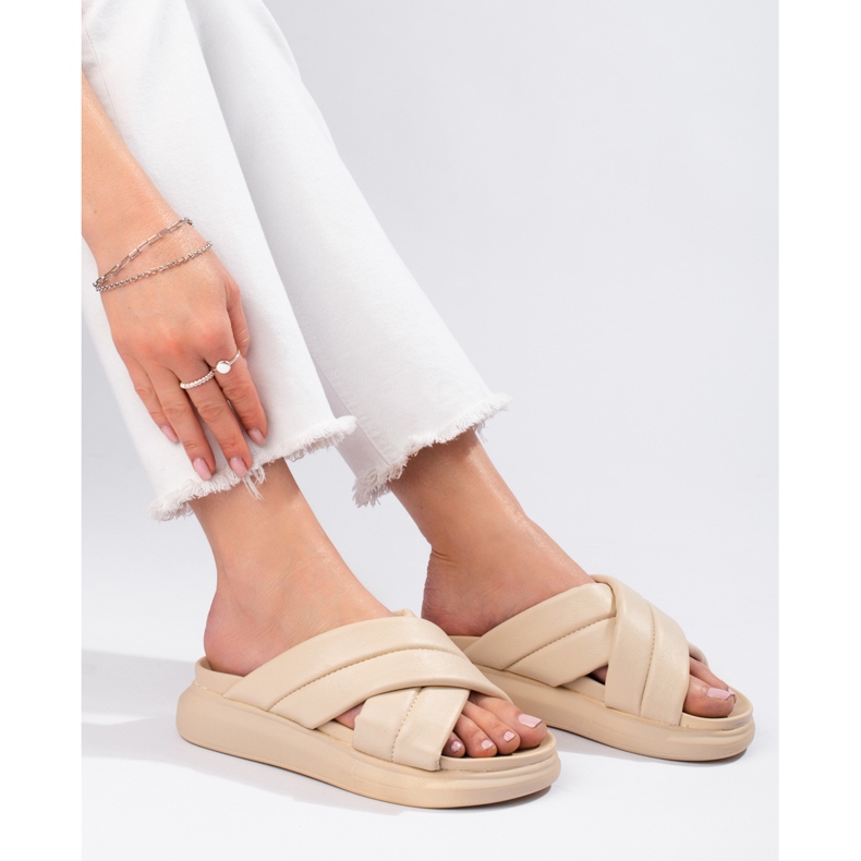 Pantofle na platformě LA.FI béžový 1