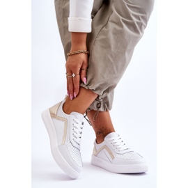 Dámská kožená perforovaná sportovní obuv bílá a zlatá Carvalo bílý 2 Dámská kožená perforovaná sportovní obuv bílá a zlatá Carvalo bílý 2