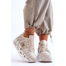 PE1 Dámské kožené tenisky na robustní platformě béžové asturie béžový 1