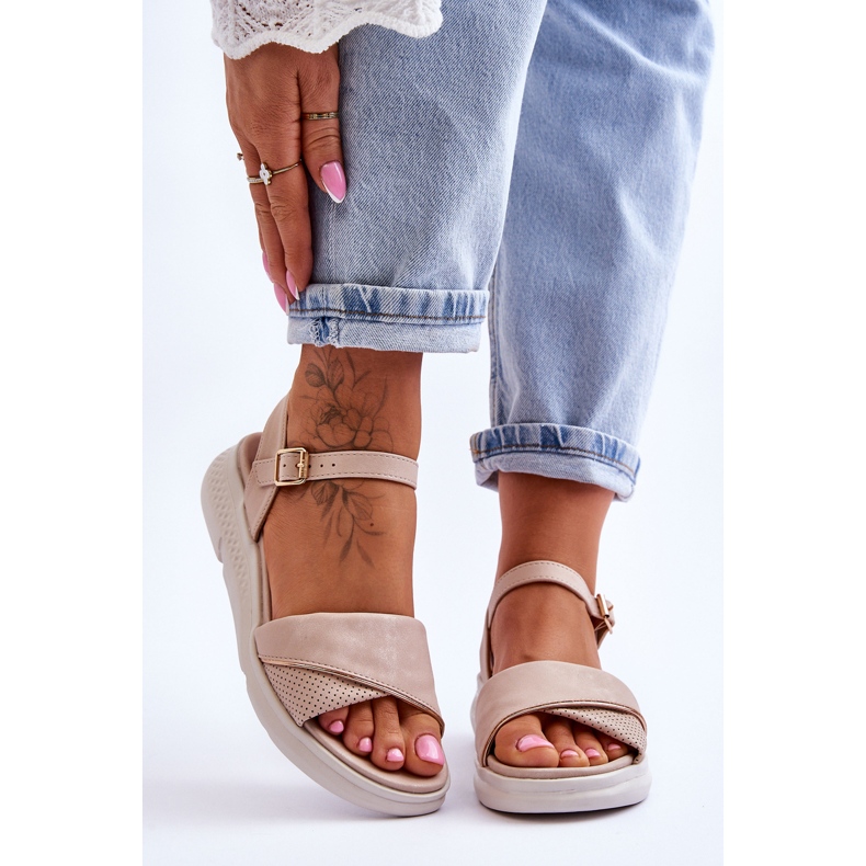 Dámská pohodlná obuv sandály na klínu Nude Ingrid béžový 1