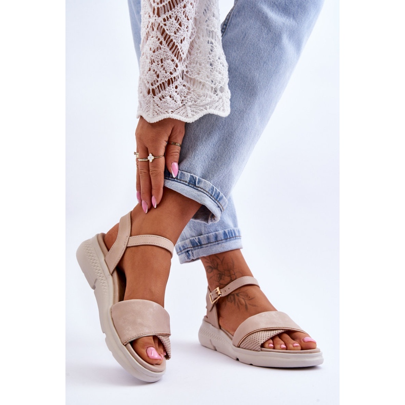 Dámská pohodlná obuv sandály na klínu Nude Ingrid béžový 2