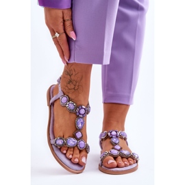 Fialové Dallas Suede Ploché Sandály S Kameny fialová 1