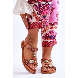 Oranžové Dallas Suede Ploché Sandály S Kameny oranžový 1