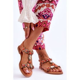 Oranžové Dallas Suede Ploché Sandály S Kameny oranžový 2