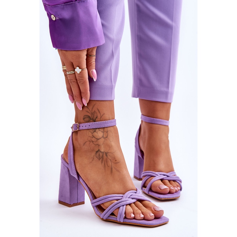 Klasické semišové sandály na vysokém podpatku Purple Bernett fialová 1