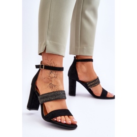 Semišové sandály s pletenou patou černá Roselia 2