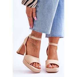 Semišové klasické sandály na platformě Béžové Elegantní béžový 1