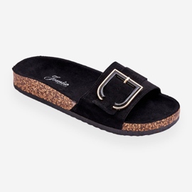 Dámské semišové pantofle na platformě Black Festil černý 2