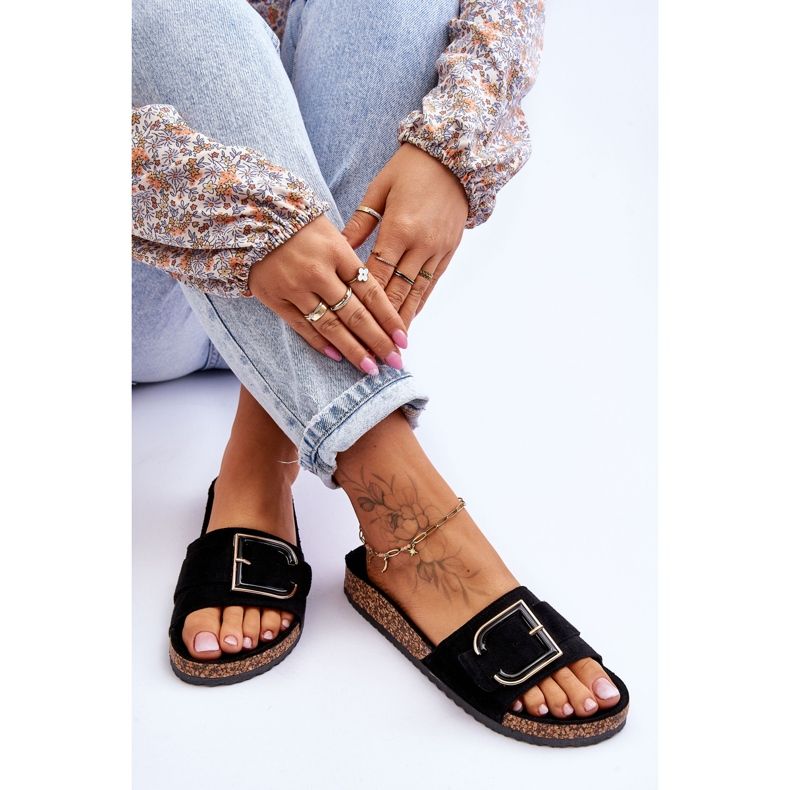 Dámské semišové pantofle na platformě Black Festil černý 1
