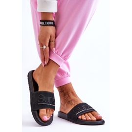 Lehké dámské pantofle s černým veselým nápisem 2