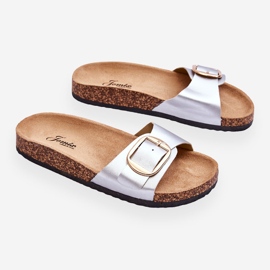 Dámské klasické korkové pantofle na platformě stříbrné Noa stříbrný 1