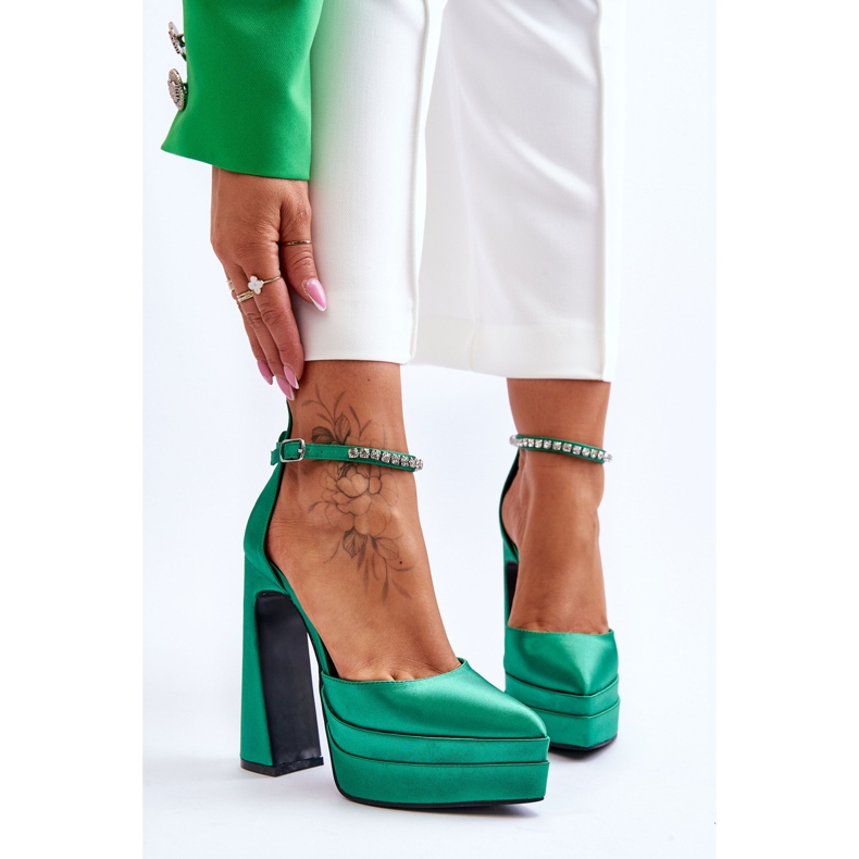 Módní lodičky na patě zelené Santoro zelený 1