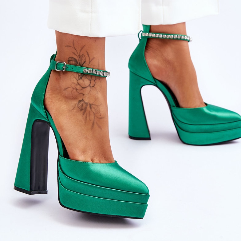 Módní lodičky na patě zelené Santoro zelený 2