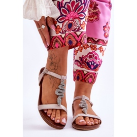 Kožené sandály s ozdobným hadem S.Barski KV-5541-42 béžová béžový 1