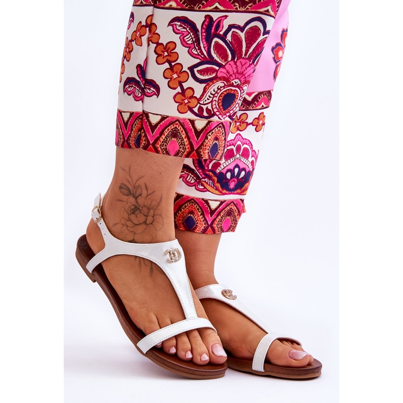 Ploché sandály s ozdobou S.Barski KV-5541-45 Stříbrná stříbrný 1