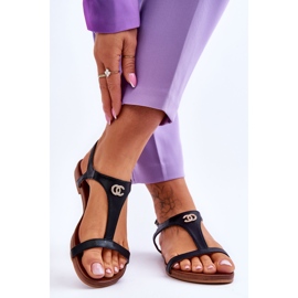 Ploché sandály s ozdobou S.Barski KV-5541-45 Černá 2