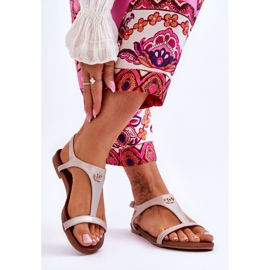 Ploché sandály s ozdobou S.Barski KV-5541-45 Béžová béžový 2