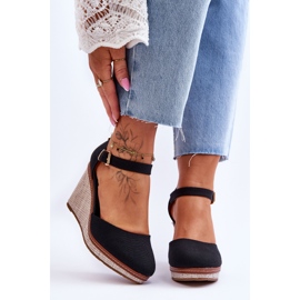 PS1 Dámské klasické sandály na klínu Black Malani černá 1