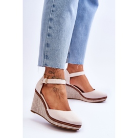 PS1 Dámské klasické sandály na klínu Béžová Malani béžový 2