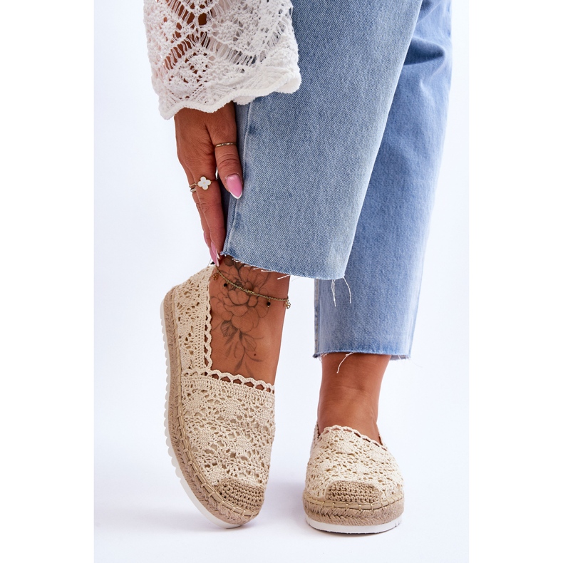 Krajka Slip On Espadrilky Béžová Blanco béžový 1