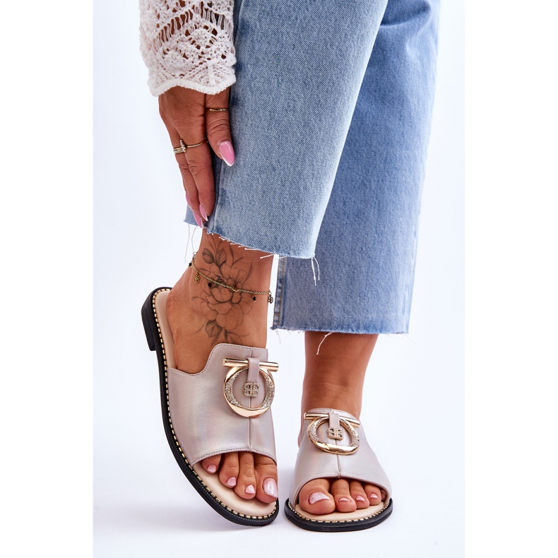 Kožené pantofle Pohodlná obuv S.Barski KV-2775-32 Nude béžový 1