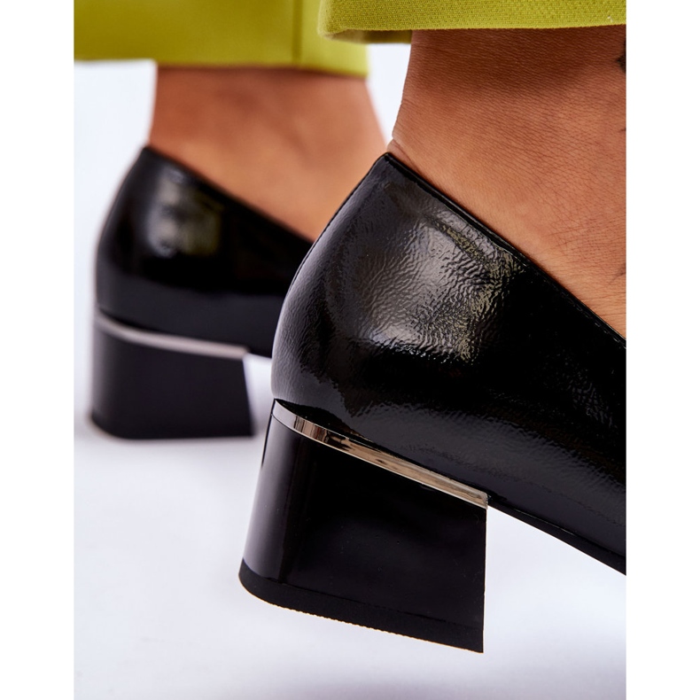 Vinceza Módní lakované lodičky s ozdobnou mašlí Shira Black černá 4