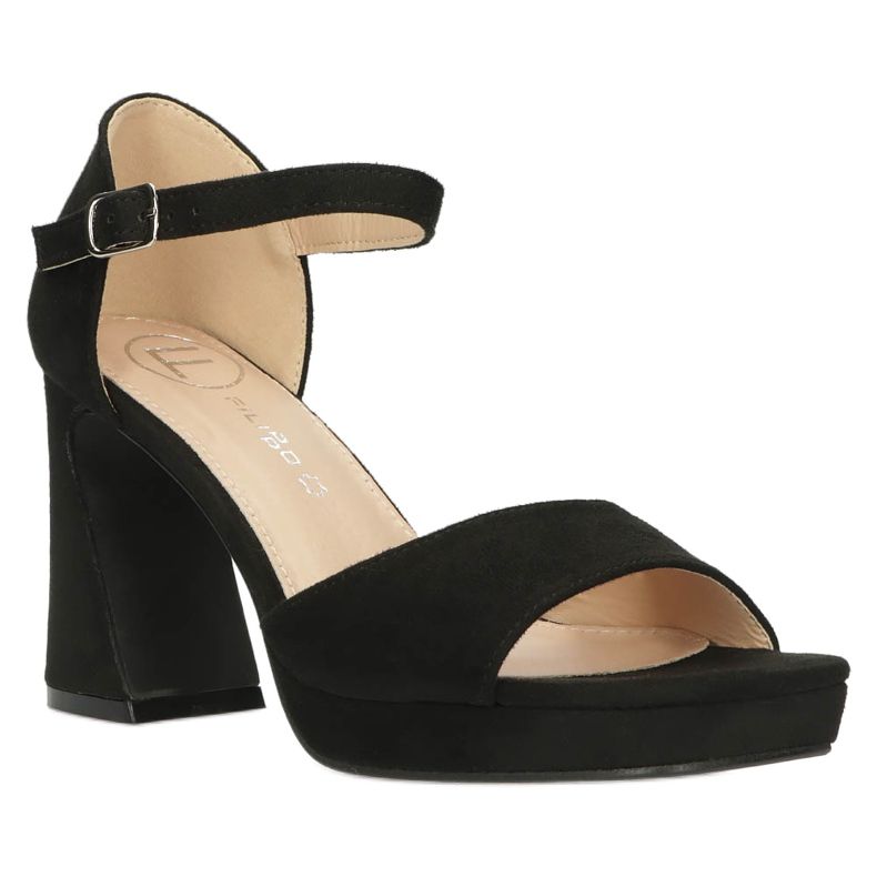 Dámské semišové sandály na Filippo DS4489/23 Black Leather Insert černý 1