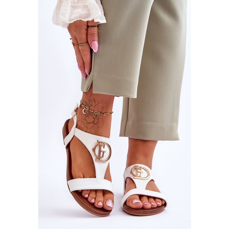 Kožené ploché sandály S.Barski KV-5541-32 Bílé bílý 1