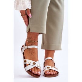 Ploché sandály S.Barski KV-5541-35 bílé a stříbrné bílý 1