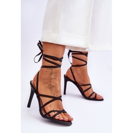 Dámské vázané sandály na vysokém podpatku černá Meya 2 Dámské vázané sandály na vysokém podpatku černá Meya 2