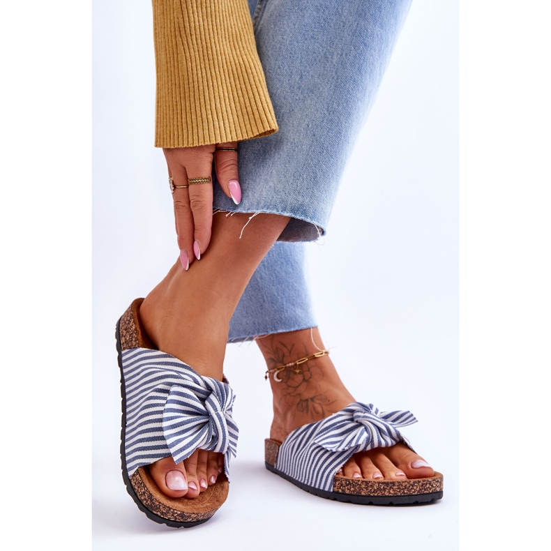 FJ1 Žabky Na Korkové Platformě S Bílými A Modrými Pruhy Slavnostní 2