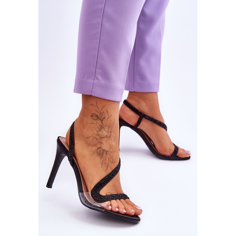 Elegantní nazouvací sandály na vysokém podpatku Black Colima černá 2