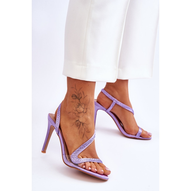 Elegantní slip-on vysoké podpatky fialová Colima 2