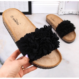 Dámské ploché pantofle s černými květy eVento 5969 černá 2