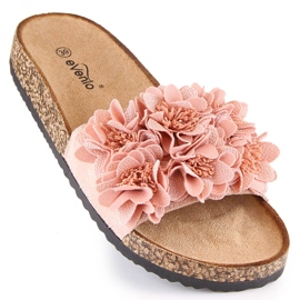 Dámské ploché sandály s pudrově růžovými květy eVento 5969 1