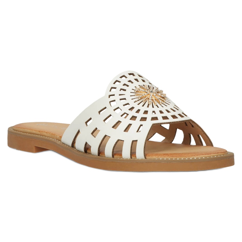 Módní dámské prolamované žabky se zirkony Filippo DK4621/23 WH White bílý 6