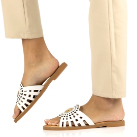 Módní dámské prolamované žabky se zirkony Filippo DK4621/23 WH White bílý 8