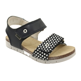 Bartek Dívčí námořnictvo modré kožené sandály v tečkách modrý 1 Bartek Dívčí námořnictvo modré kožené sandály v tečkách modrý 1