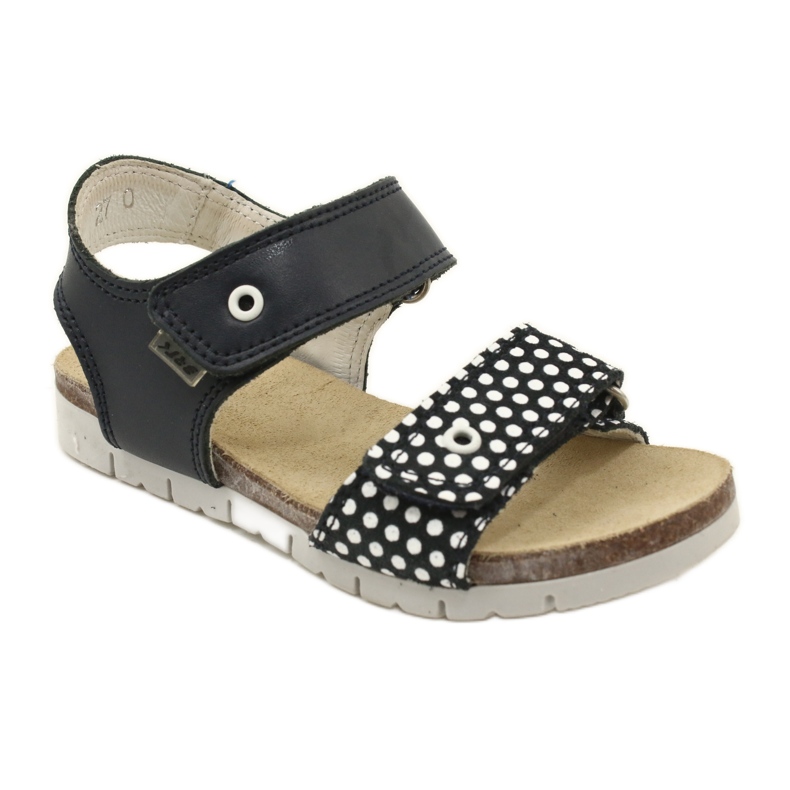 Bartek Dívčí námořnictvo modré kožené sandály v tečkách modrý 1 Bartek Dívčí námořnictvo modré kožené sandály v tečkách modrý 1