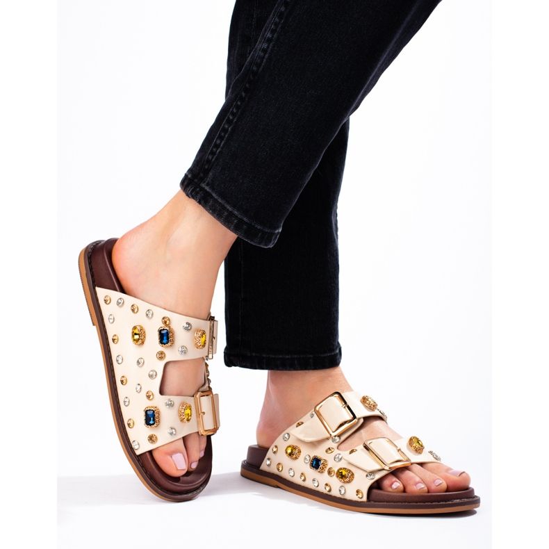 Seastar Módní žabky s krystaly béžový 2