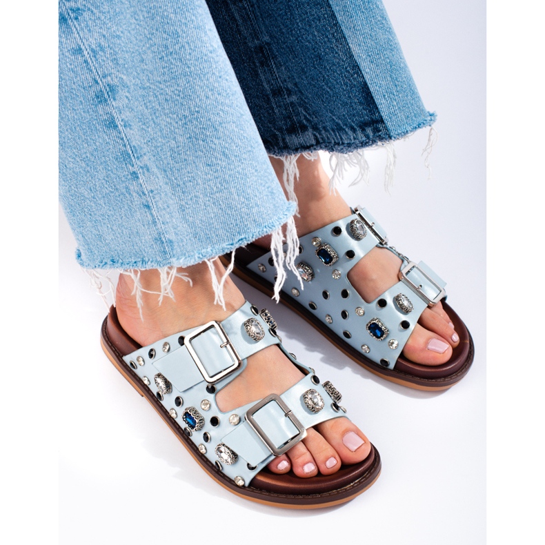 Seastar Módní žabky s krystaly modrý 2 Seastar Módní žabky s krystaly modrý 2