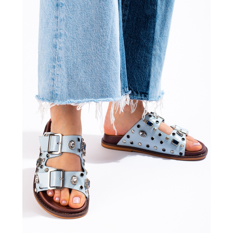 Seastar Módní žabky s krystaly modrý 1 Seastar Módní žabky s krystaly modrý 1