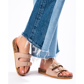 Goodin Pohodlné pantofle s přezkami béžový 2 Goodin Pohodlné pantofle s přezkami béžový 2