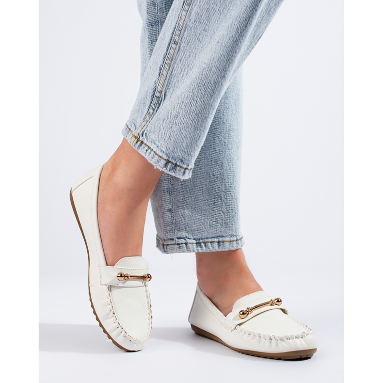 Bílé klasické dámské mokasíny Shelovet bílý 2