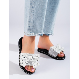 W. Potocki Dámské pantofle se silnou podrážkou, černé Potocki bílý 1