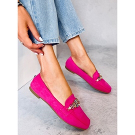 Davitian Rhinestone Mokasíny Fuchsia růžový 2