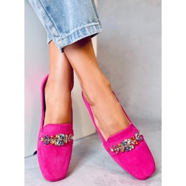 Davitian Rhinestone Mokasíny Fuchsia růžový 3