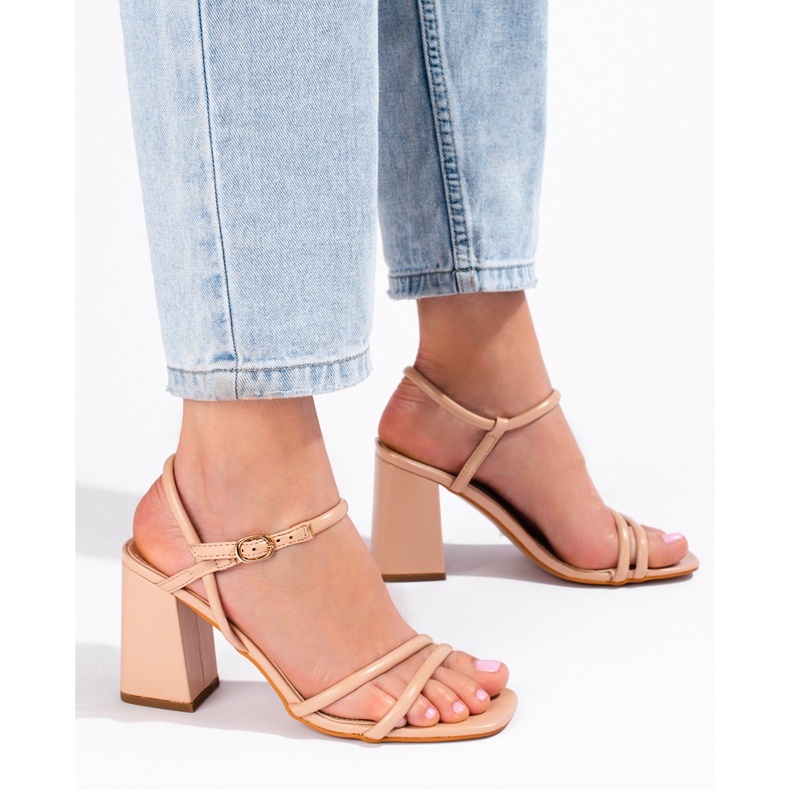 Sandály na vysokém podpatku VINCEZA béžový 1